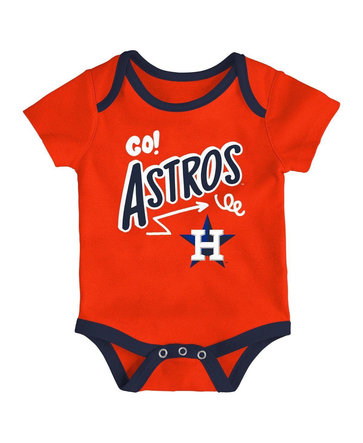 Outerstuff Baby Boys And Girls 3-piece Houston Astros All Day Play Bodysuit Set In Multi