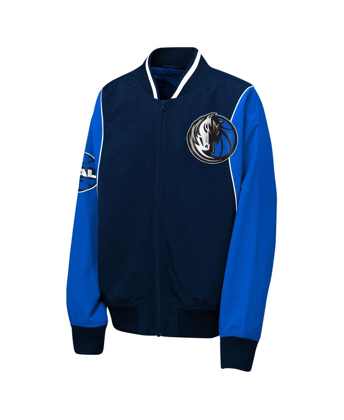 Outerstuff Big Boys And Girls Navy/blue Dallas Mavericks Two-pointer Full-zip Windbreaker In Animal Print