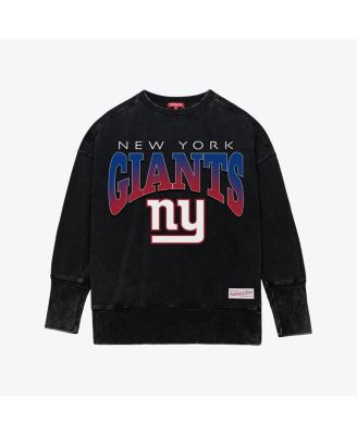 Women's Black New York Giants Delineate Mineral Wash Crewneck Sweatshirt