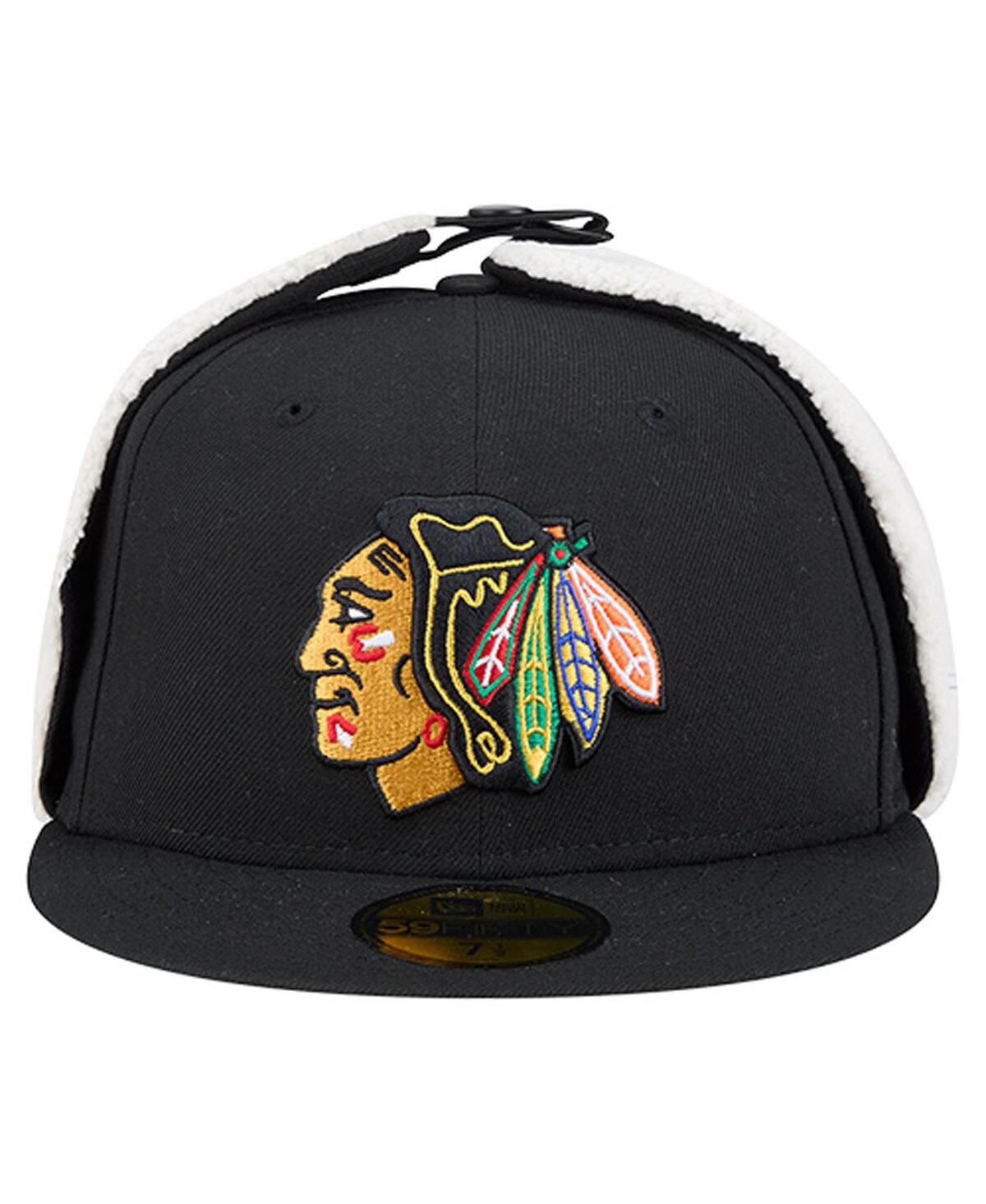 New Era Men's Black Chicago Blackhawks Injection Dog Ear Classic Fitted Hat