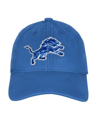 Big Girls Blue Detroit Lions Gridiron Adjustable Hat