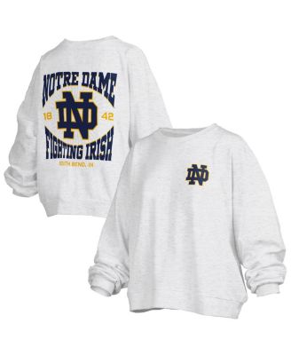 Women's Oatmeal Notre Dame Fighting Irish Waist Length Oversized Janise M&eacute;lange Sweatshirt