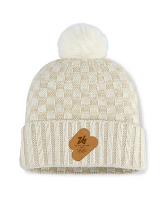 Fanatics - Women's Natural Milano Cortina 2026 Winter Olympics Blaze Cuffed Knit Hat with Pom