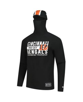 Men's Black Cincinnati Bengals Functional Fandom Balaclava Helmet Stripe Tri-Blend Hoodie