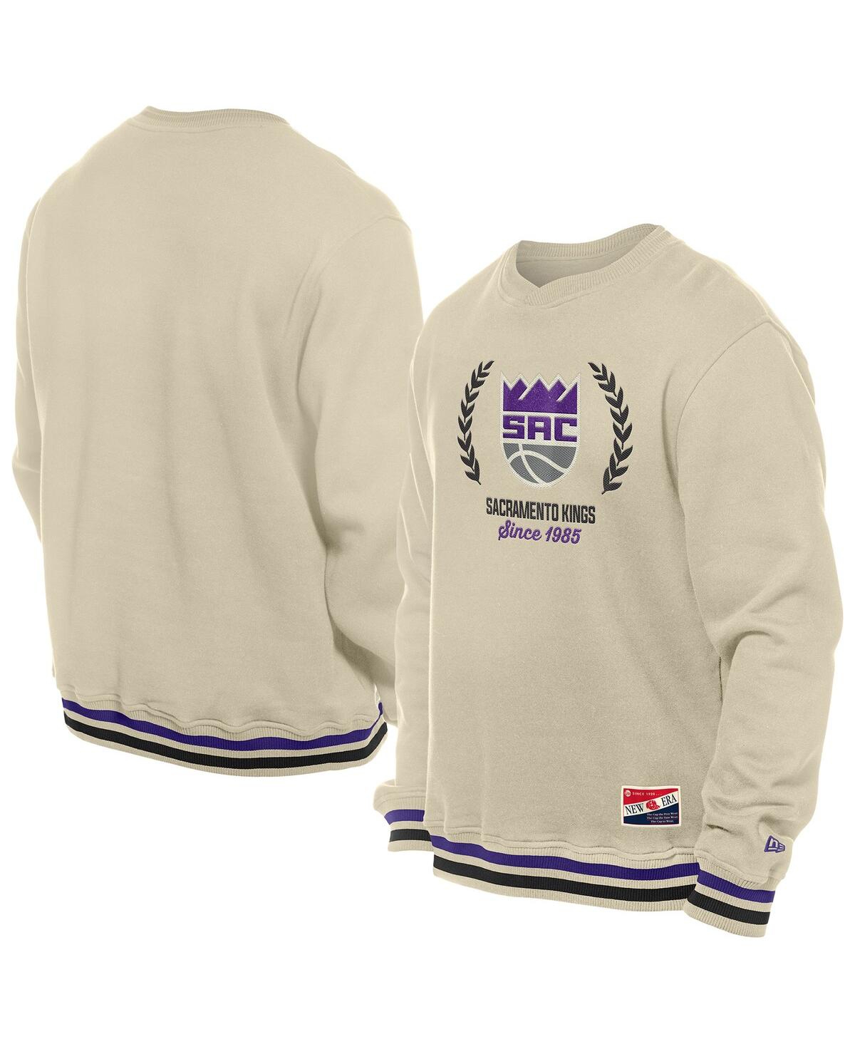 New Era Men's White Sacramento Kings Throwback Vintage Pullover Sweatshirt In Nude