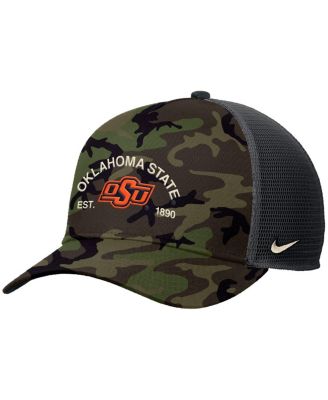 Men's Camo Oklahoma State Cowboys 2025 Military Appreciation Rise Adjustable Trucker Hat