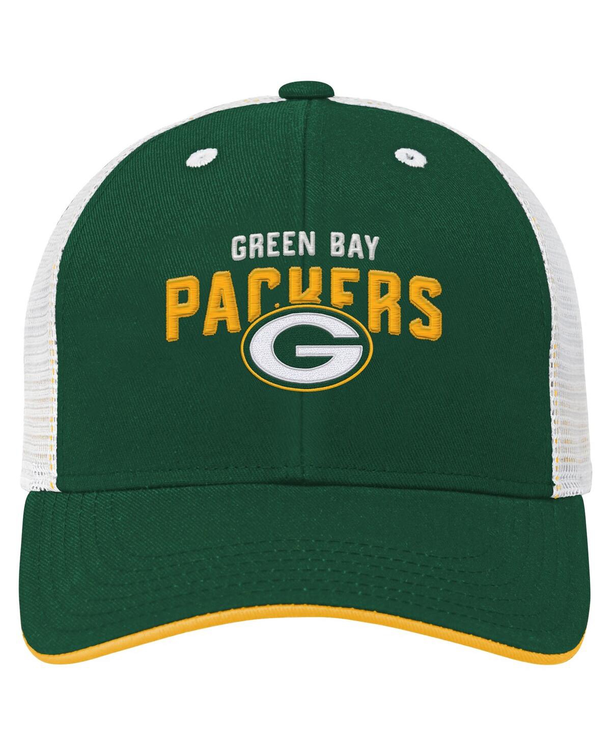 Outerstuff Big Boys And Girls Green Bay Packers Core Lockup Trucker Adjustable Hat In Green
