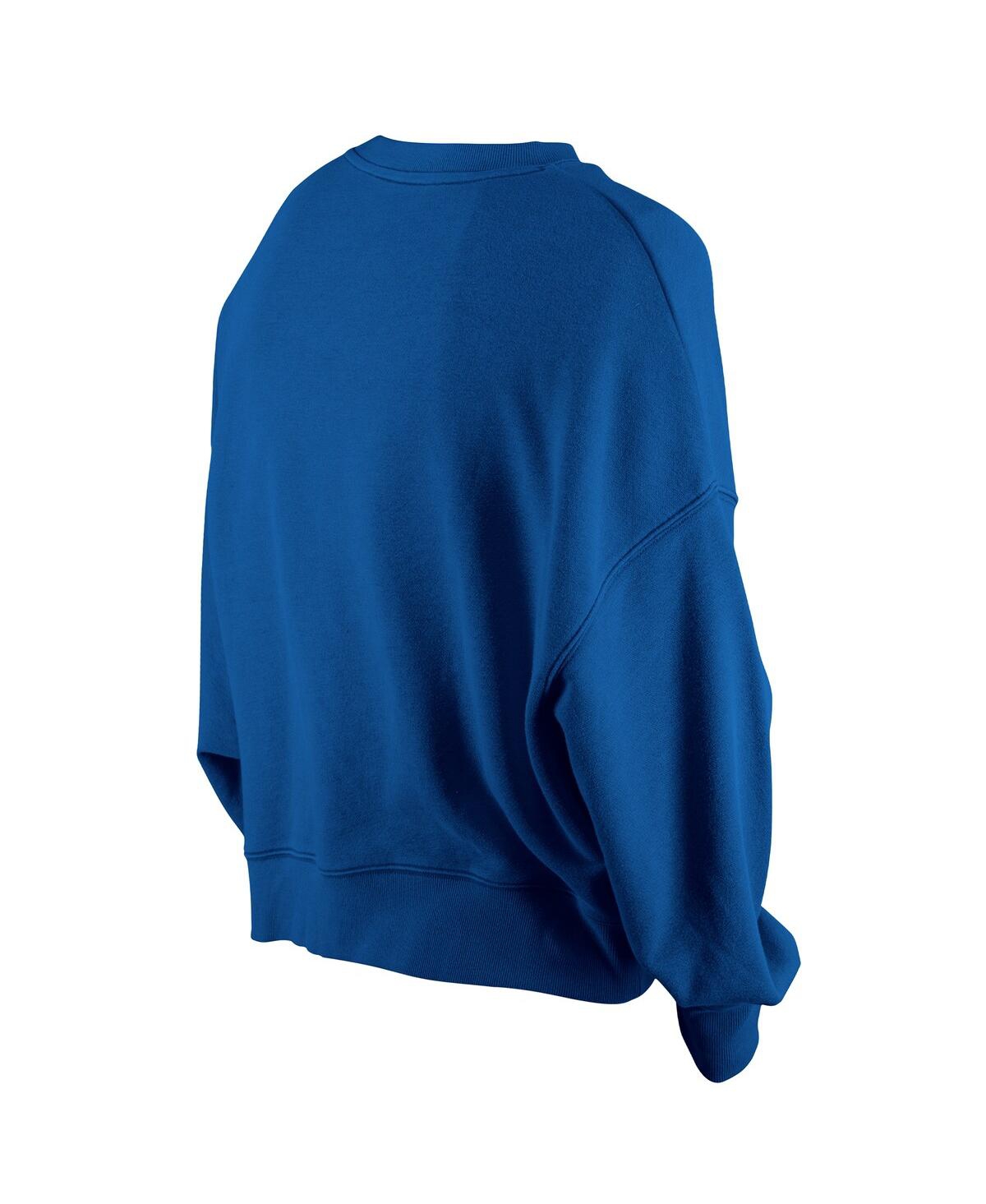 New Era Women's Royal Buffalo Bills Oversized Throwback Mineral Wash Crew Neck Sweatshirt In Blue