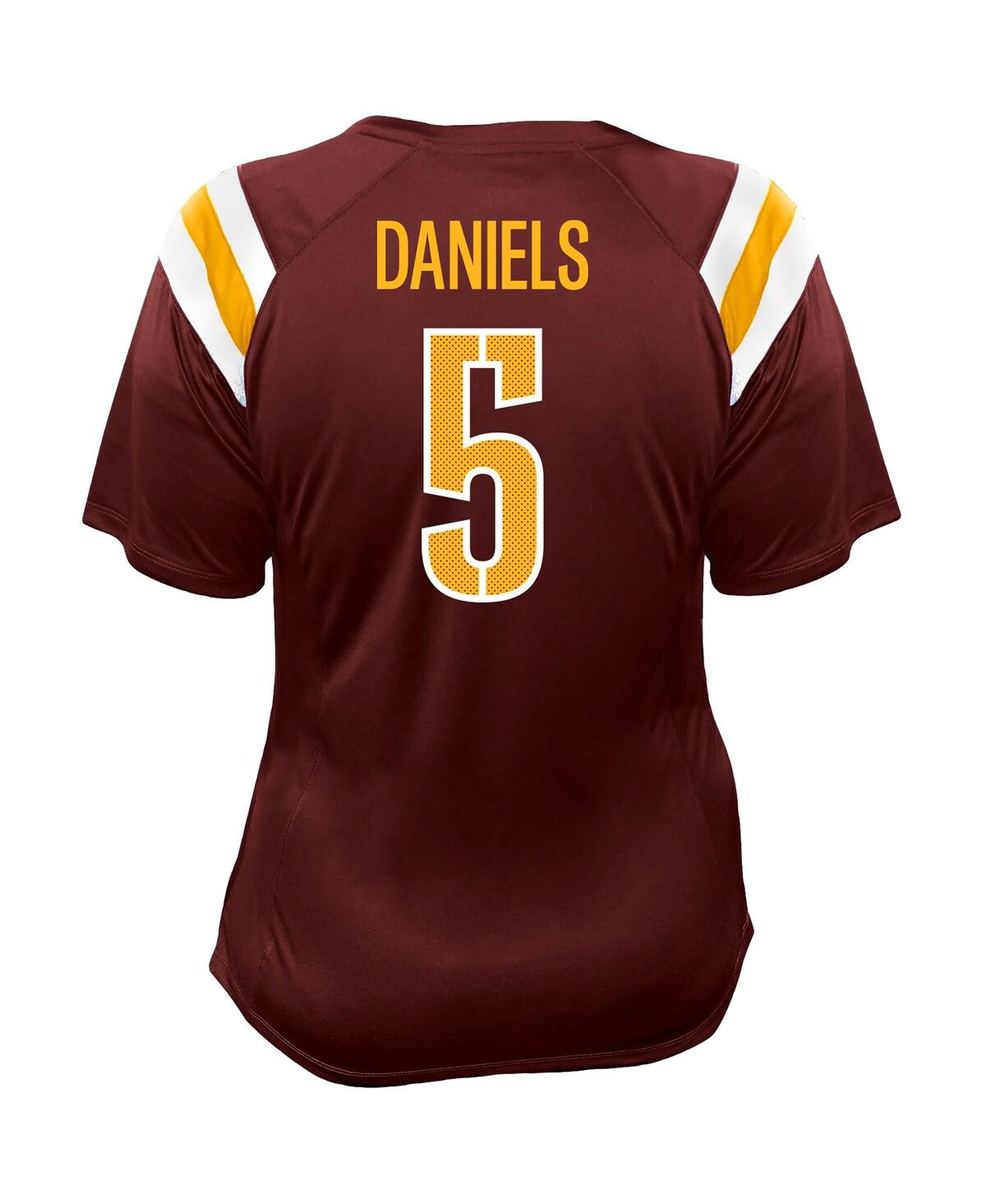 Fanatics Women's Jayden Daniels Burgundy Washington Commanders Plus Size Name Number Raglan Lace V-neck T-shi In Burgundy