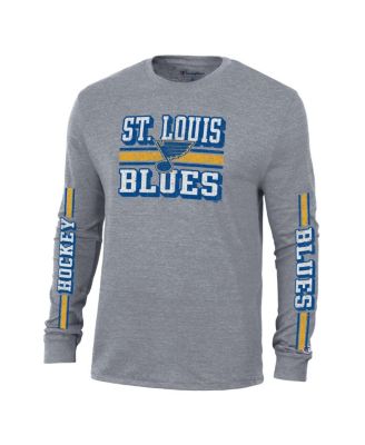 Men's Heather Gray St. Louis Blues Tri-Blend Dual-Stripe Long Sleeve T-Shirt