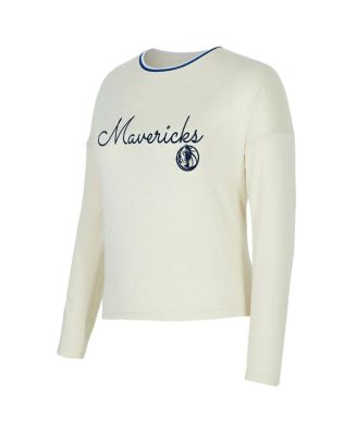 Women's 2-Piece Cream Dallas Mavericks Kaki Hacci Knit Long Sleeve Top and Shorts Set