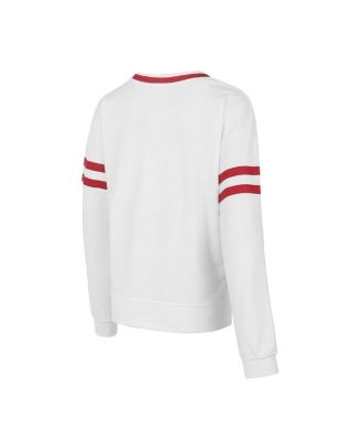 Women's White Oklahoma Sooners Borough French Terry Arch Over Long Sleeve Top