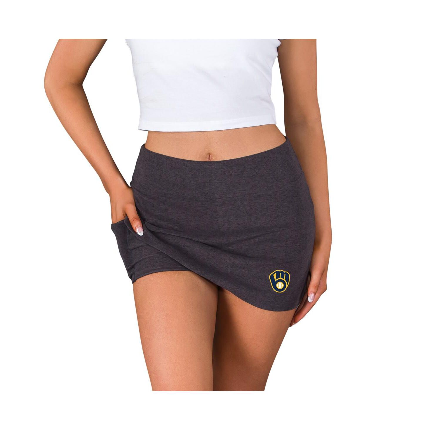 Женская юбка-шорты Concepts Sport Charcoal Milwaukee Brewers Centerline Knit Skort — фото 2