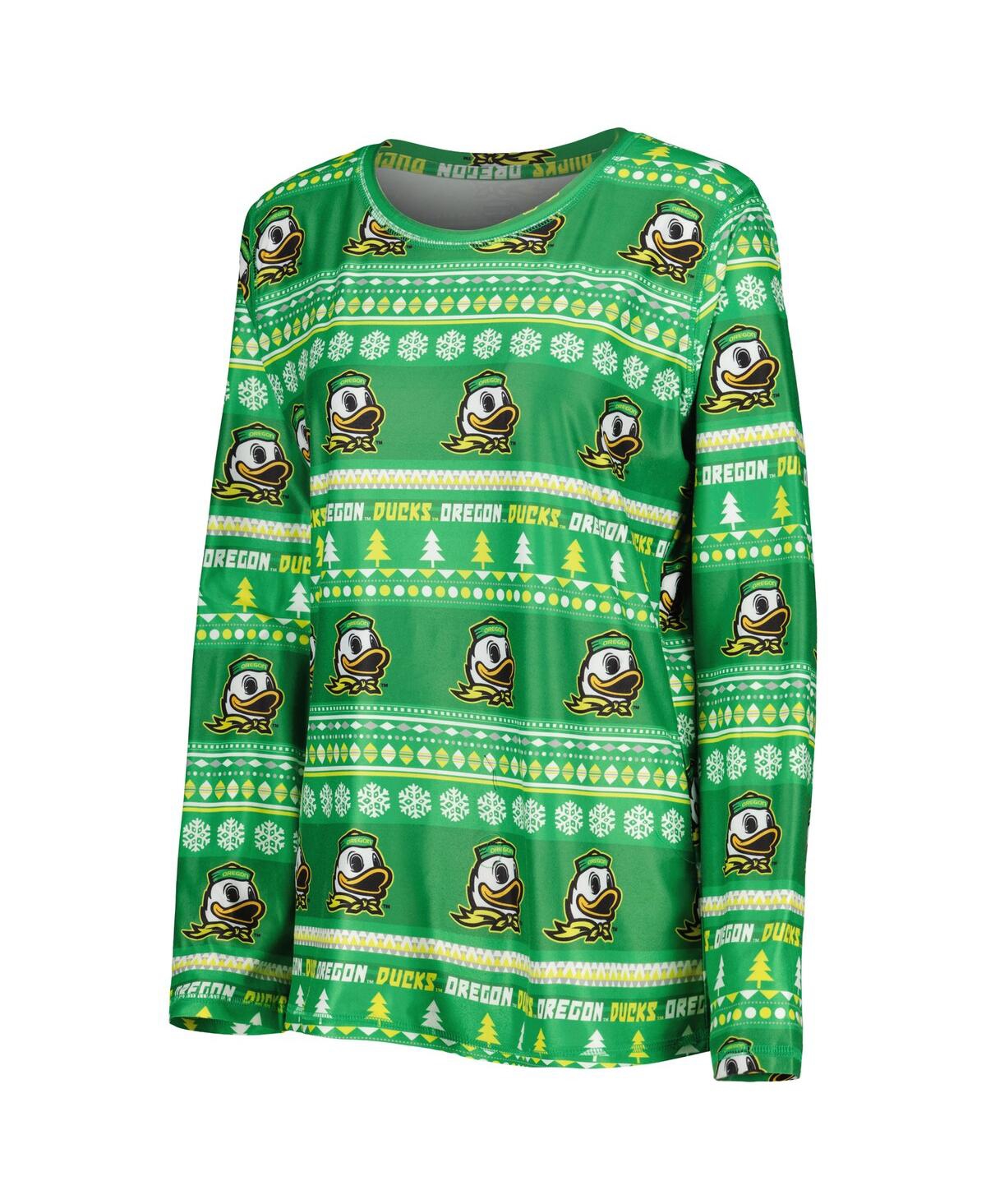 Concepts Sport Women's 2-piece Green Oregon Ducks Holiday Long Sleeve Top And Pants Sleep Set In Green