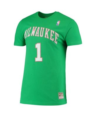 Men's Oscar Robertson Green Milwaukee Bucks Hardwood Classics Stitch Name Number T-Shirt