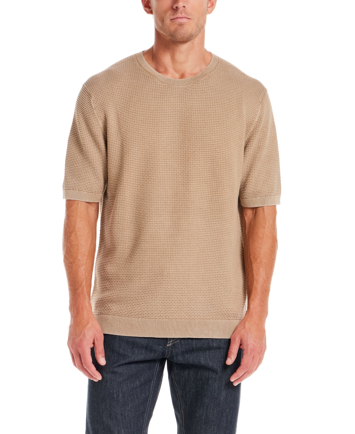 Weatherproof Vintage Men's Short-Sleeve Brick Crewneck Sweater