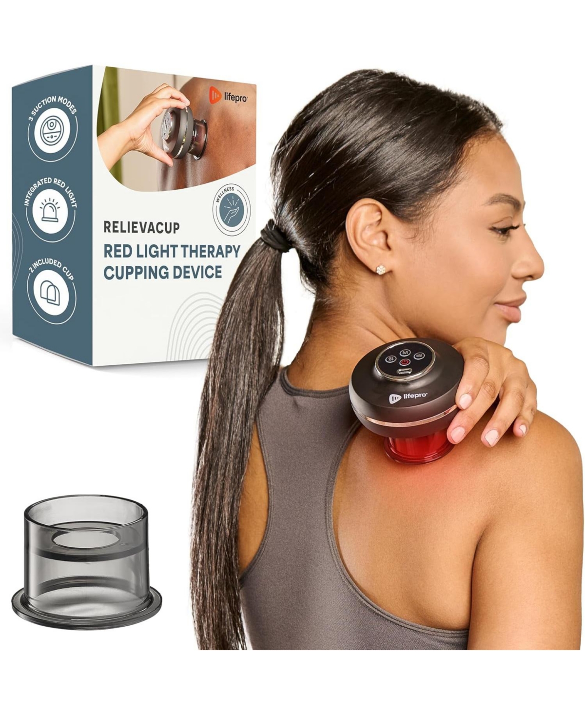 LifePro 4-in-1 Smart Cupping Therapy Massager - Portable Rechargeable Device for Muscle Relief, Skin Firming & Recovery