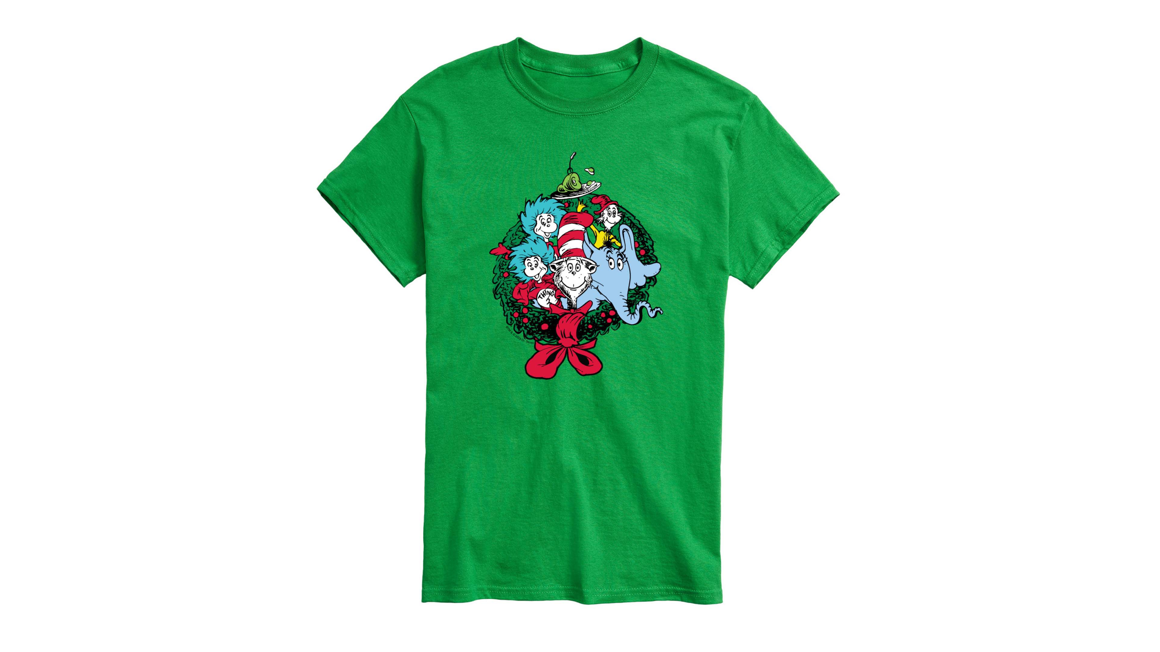 Airwaves Men's Dr. Seuss Christmas Wreath Short-Sleeve Graphic T-Shirt
