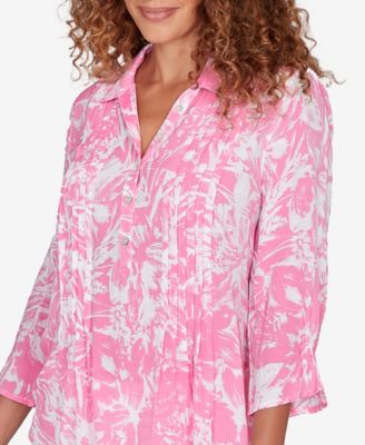 Petite Brushstroke Floral Silky Gauze Popover Top