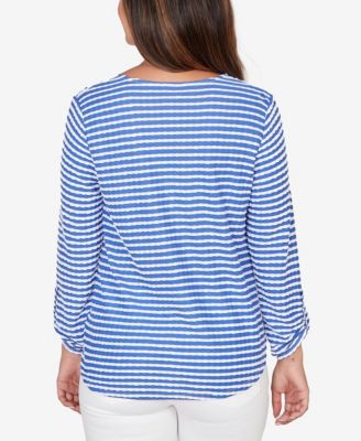 Petite Mitered Scallop Stripe Tunic Top
