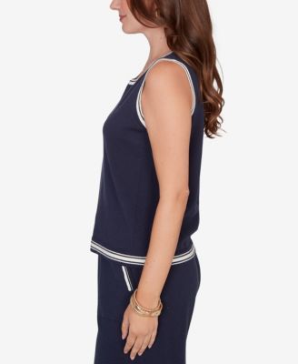 Petite Tipped Trim Sweater Tank Top