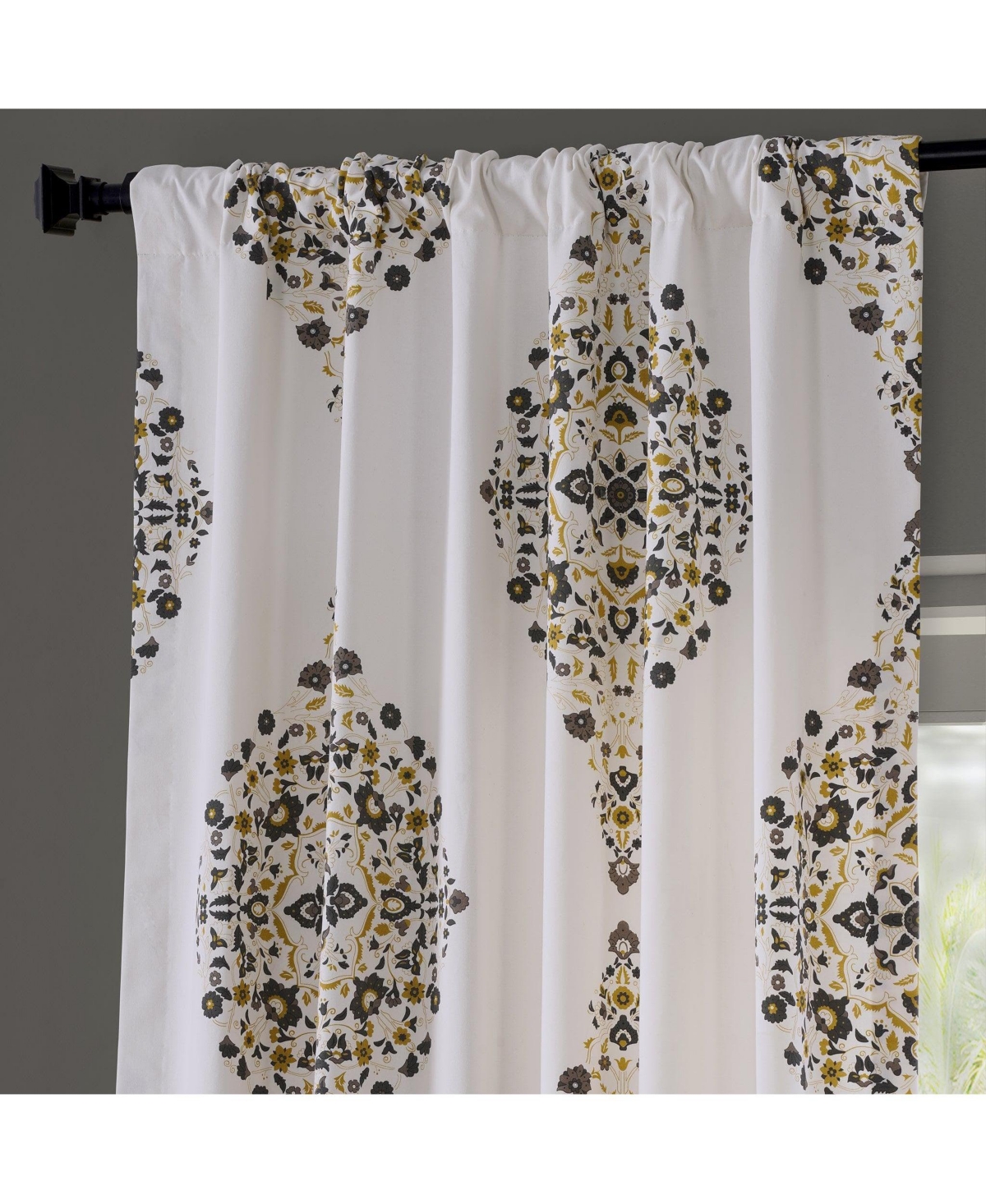 Half Price Drapes Emblem Printed Cotton Room Darkening Curtain