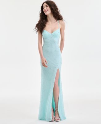 b. darlin patterned glitter mesh sweetheart neck off-the-shoulder dress Short White Sequin Designer Party Dress