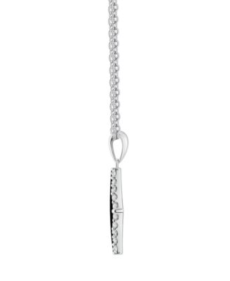 Onyx Inlay (3/4 ct. t.w.) & Lab-Grown White Sapphire (1/3 ct. t.w.) Pendant Necklace in Sterling Silver (also in Jade Inlay)