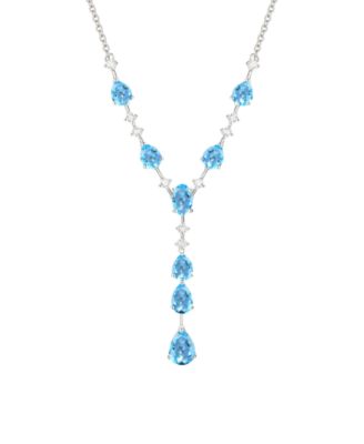 Blue Topaz (1/2 ct. t.w.) & Lab-Grown White Sapphire (1/2 ct. t.w.) Pendant Necklace in 14k Gold Over Sterling Silver (also in Ruby & Sapphire)