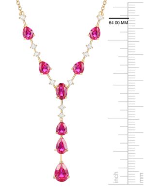 Blue Topaz (1/2 ct. t.w.) & Lab-Grown White Sapphire (1/2 ct. t.w.) Pendant Necklace in 14k Gold Over Sterling Silver (also in Ruby & Sapphire)