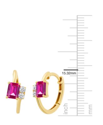 Lab-Grown Ruby (1-1/3 ct. t.w.) & White Sapphire (1/5 ct. t.w.) Earring in 14k Gold Over Sterling Silver (also in Emerald & Sapphire)