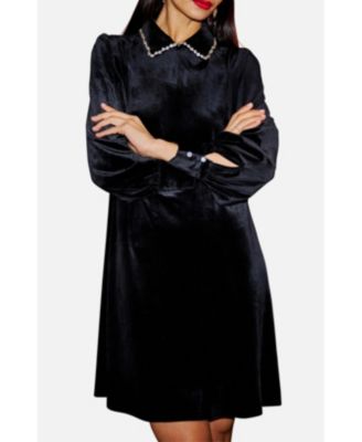 Women's Long Sleeve Velvet Tunic Dress