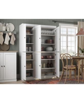 100% Solid Wood 48.5" Pantry Cabinet with Shaker Doors & Adjustable Shelves