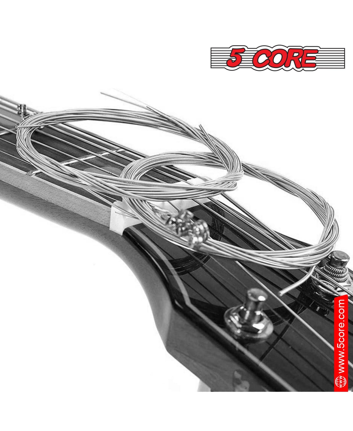 5 Core Guitar Strings; 0.010-0.048 Steel Gauge; w Deep Bright Tone; Consistent Feel for 6 String - Gs Ac