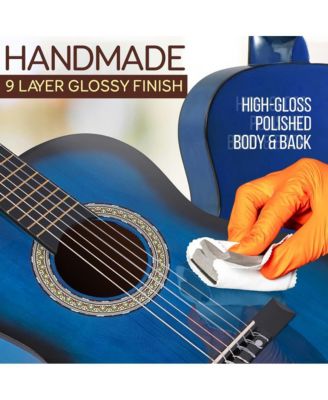36'' -Inch 6-String Classic Guitar - 3/4 Size Scale Guitar with Digital Tuner & Accessory Kit, (Blue burst