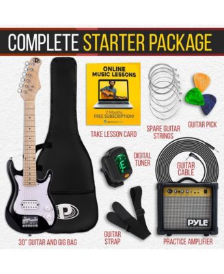 30" Kids Electric Guitar Kit with Amplifier, Accessory Pack - Black Gloss, PEGKT30