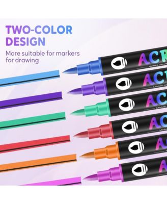 Dual Tip Acrylic Paint Markers, 74 Colors, Brush Pens for Wood, Glass, Rocks, Paper, Canvas, DIY Crafts for Adults & Kids