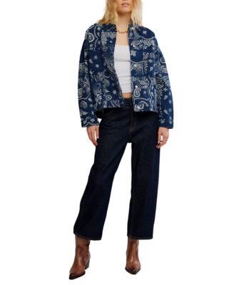 Women's Opal Swing Printed Denim Button-Front Jacket