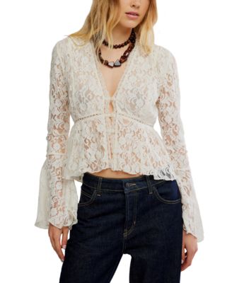 Free People - Women's Whispering Love Lace V-Neck Top