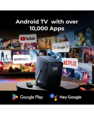 Poseidon E40 4K Supported Smart Projector With Android TV, Netflix Certified, 1000 ANSI Lumens Projector Native 1080P, Dolby Audio