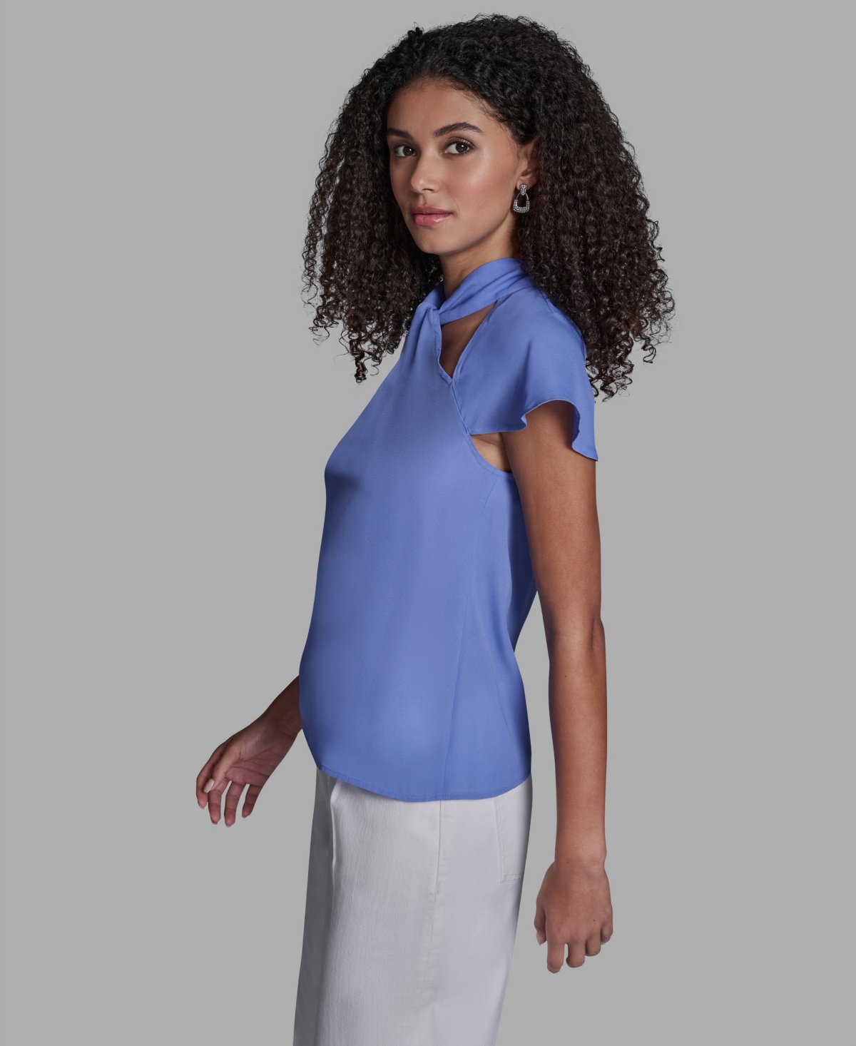 Bcbg Women's High Neck Short-Sleeve Top