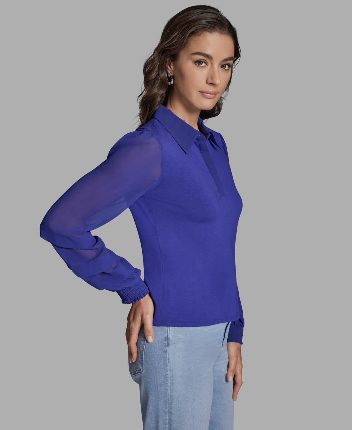 Bcbg Women's Slim Fit Collared Button-Up Top