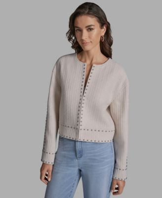 Women's Textured Stud Trim Long-Sleeve Jacket