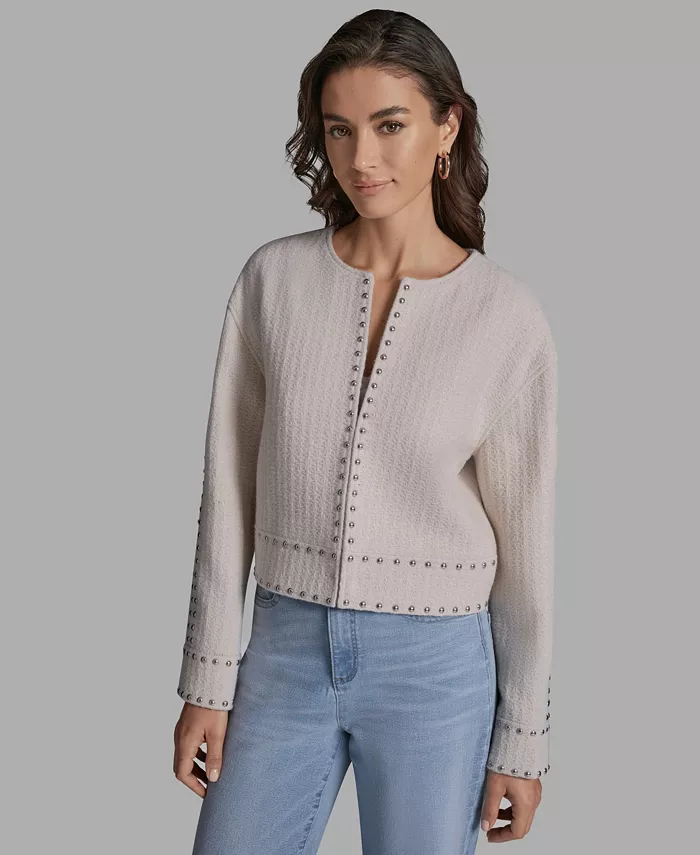 Women's Textured Stud Trim Long-Sleeve Jacket