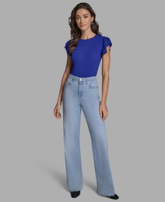 Women's Crewneck Ruffle Sleeve Sweater Top