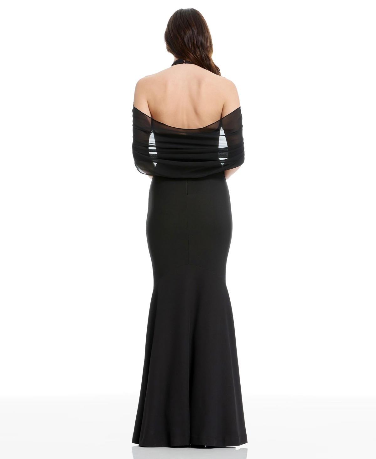 Dress The Population Aviva High Neck Open Back Evening Gown In Black