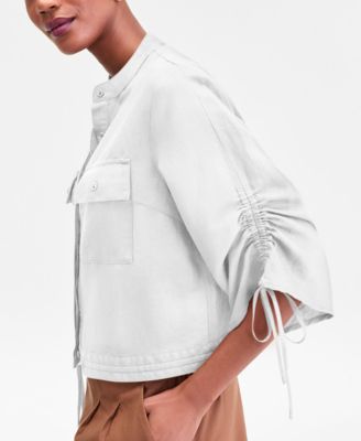 Women's 3/4 Sleeve Button Front Chambray Blouse