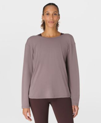 Women's Soft Flow Strappy Back Boxy Long-Sleeve Top