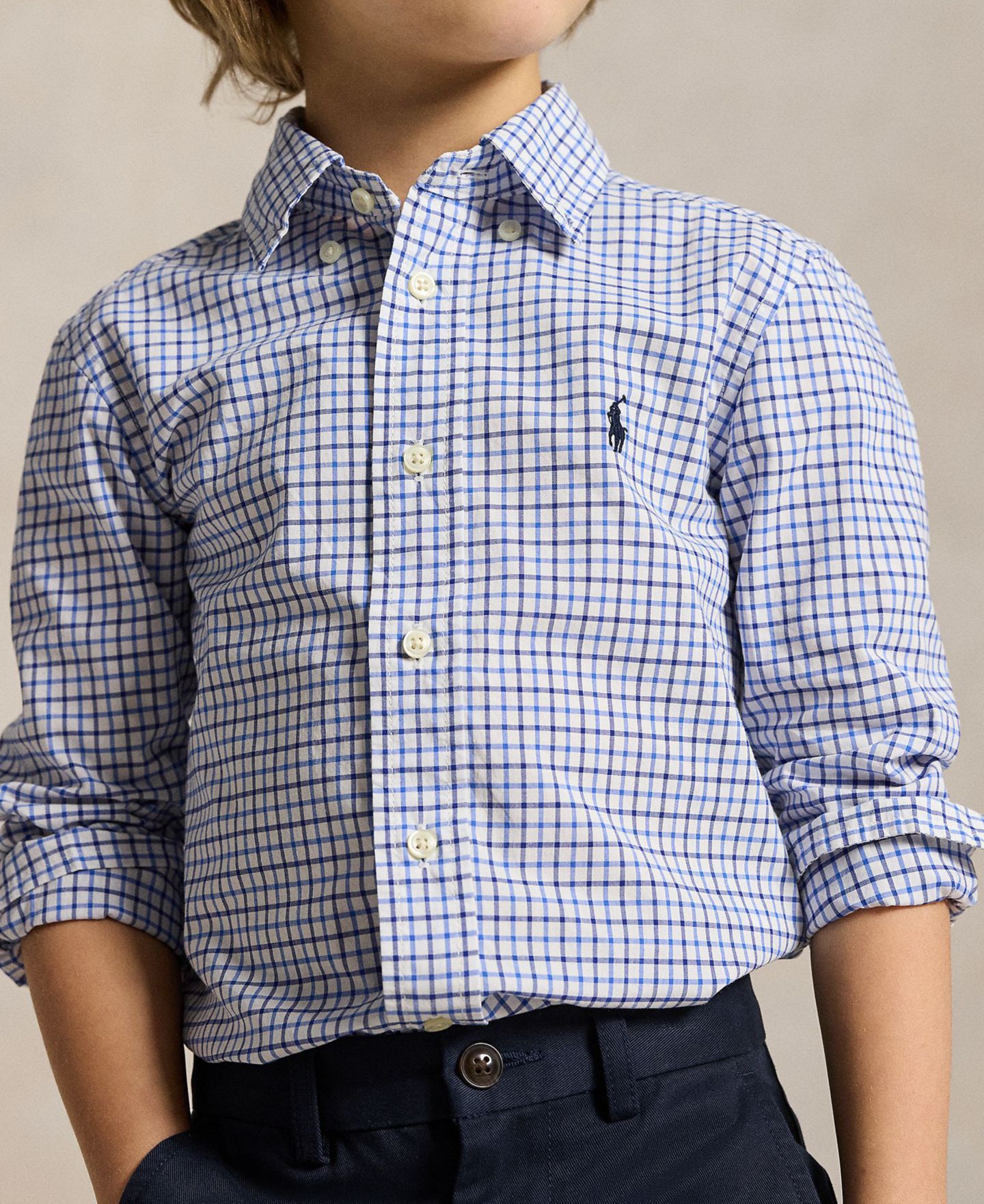 Рубашка Polo Ralph Lauren Plaid Cotton Shirt для мальчиков, цвет: Синий разноцветный — фото 3