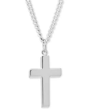 image of Simple Cross Pendant Necklace in Sterling Silver